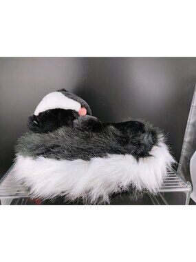 FAO Schwarz Plush Skunk Stuffed Animal Soft Black/White Polyester